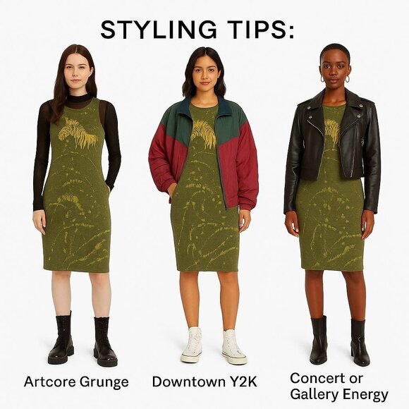 One of a Kind Zebra Dress Bleach Painted Reverse Dyed Bodycon Y2K Artcore Racer - Picture 8 of 12